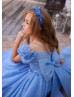 Puff Sleeves Glitter Lace Tulle Gorgeous Flower Girl Dress